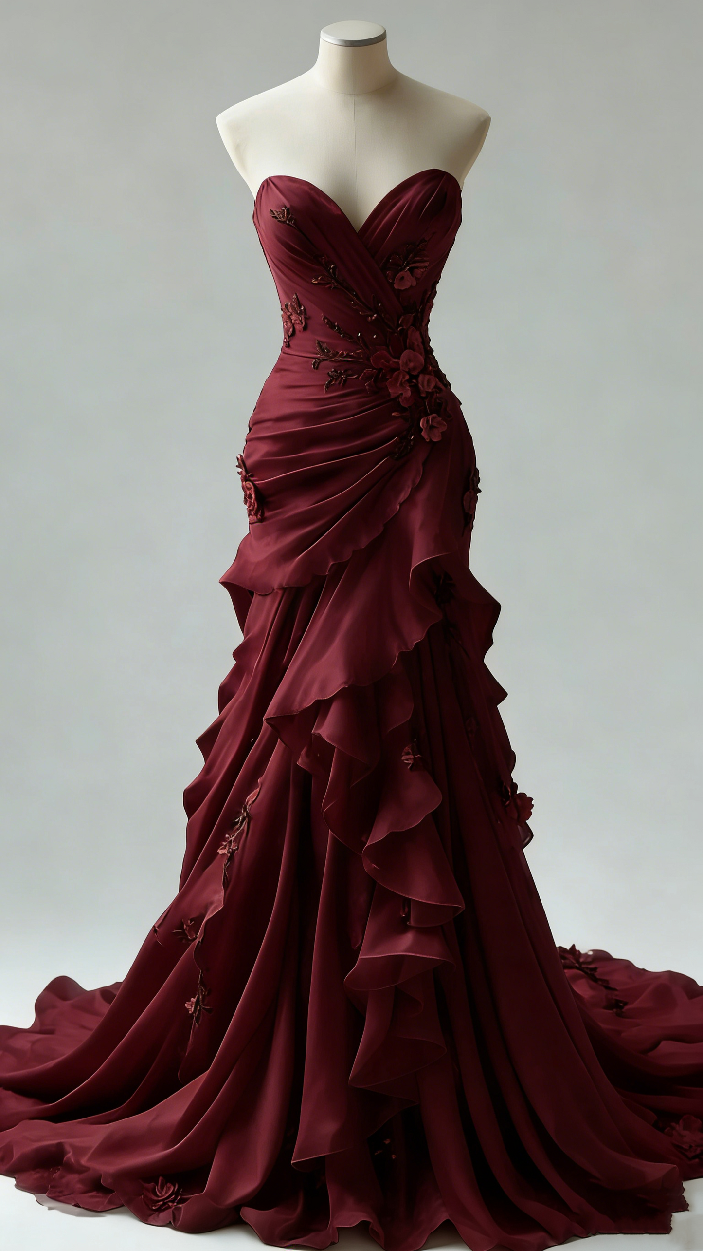 Ivory Vintage Floral Long Tulle Ball Gown Wedding Dress gh4955