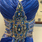 Blue luxury gorgeous fashion rhinestone long satin prom dress evening dress birthday party dress gh4944