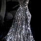 girlhomeshops - Robe de bal longue scintillante à paillettes argentées gh5696