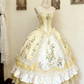 Robe de palais rococo rose verte et blanche gh6781