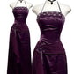 Purple Fashion Elegant Vintage Backless Exquisite Beaded Halter Prom Party Dress Long Satin Formal Evening Dress Ball Gown gh3896