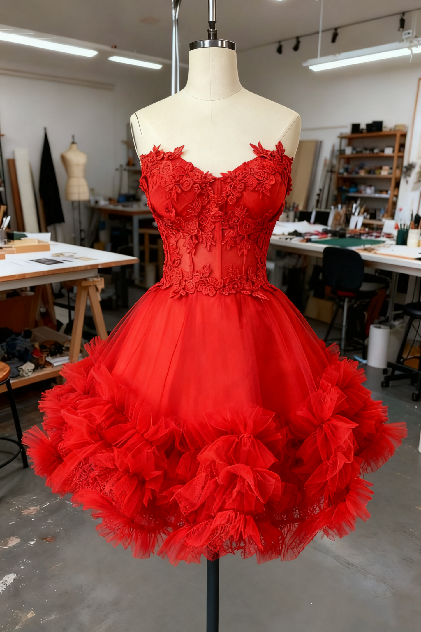 girlhomeshops - Robe courte en tulle bleu délicat ornée de perles, robe de bal de promo/anniversaire gh6163