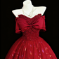 girlhomeshops-Red Shimmering Long Tulle Ball Gown gh6280
