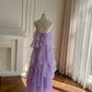 Purple romantic lace long suspender chiffon dress Holiday Dress gh6793