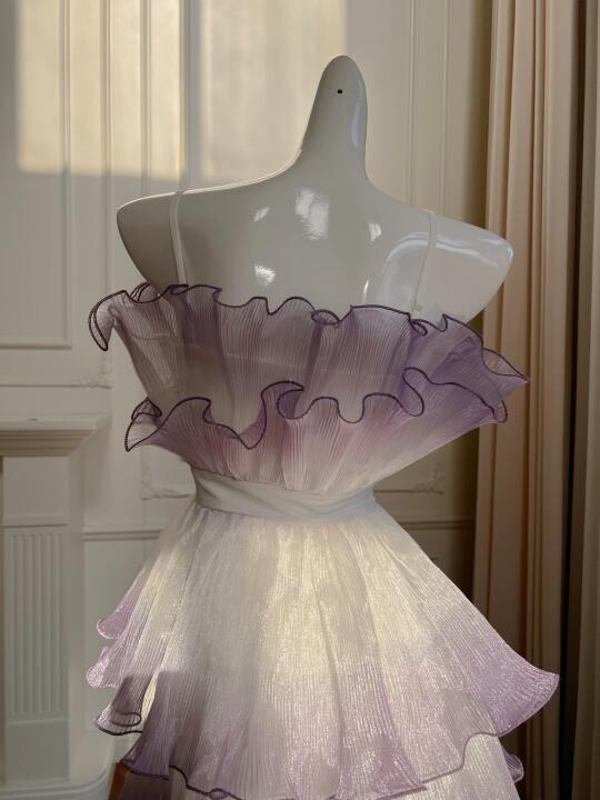 Lila Fee Elegante Schöne Homecoming Kleid Kurze Chiffon Ballkleid Geburtstag Party Kleid Abendkleid gh4411