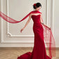 Burgunderrot, elegant, schlicht, lang, Satin, bodenlang, Ballkleid, Abendkleid, Ballkleid, gh4361