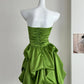 Robe de soirée courte en satin vert, jolie robe tube, robe de fête d'anniversaire, petite robe de vacances gh3944
