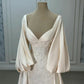Girlhomeshops - Robe de mariée longue en satin blanc ivoire à manches longues, longueur au sol, robe de bal gh5390