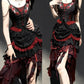 Girlhomeshops-Black red elegant long corset tulle prom dress evening gown gh5345