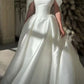 Girlhomeshops - Weißes, schulterfreies, langes, bodenlanges Satin-Hochzeitsballkleid gh5392