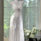 Girlhomeshops-Weißes, exquisites, perlenbesetztes, langes Chiffon-Ballkleid, Abendkleid, Partykleid, gh5077