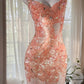 Orange Grapefruit Luxurious Sfumato Exquisite shiny Beads Short sequins Chiffon Fairy Homecoming Dress Prom Dress Evening Dress Cocktail Party Dress Prom Dress Date Dress gh3991