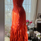 Orange Beautiful Charming Fashion Elegant Shiny Exquisite Beaded Long Chiffon Ball Gown Evening Gown Birthday Party Gown Prom Gown Graduation Gown gh3947