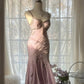 Pale Pink Elegant Fashion Sophisticated Beaded Sweetheart Neck Spaghetti Straps Long Chiffon Ruffled Homecoming Dress Prom Dress Evening Dress Birthday/Vacation Party Dress Prom Dress gh4067