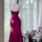 Girlhomeshops-Dark pink simple fashion elegant long satin Prom dress evening dress party dress gh5163
