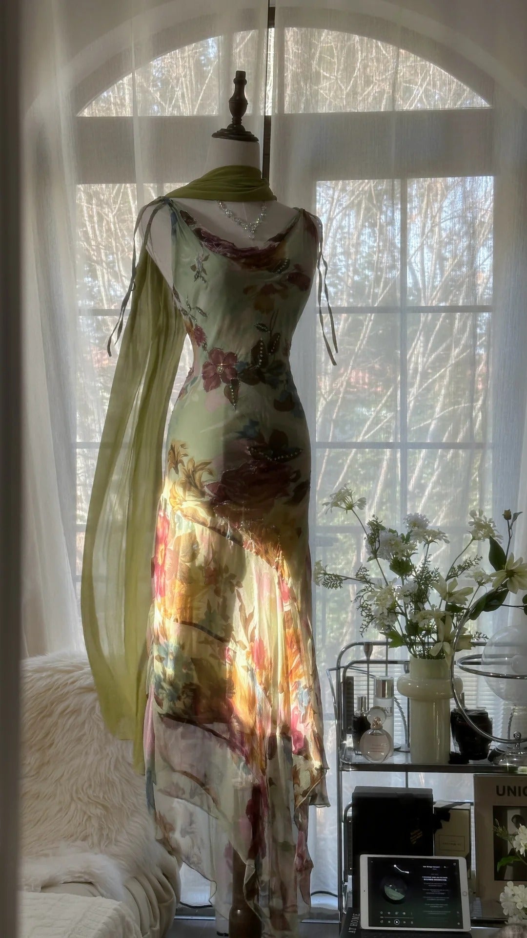 Grün Romantisch Farbverlauf Mode Elegant Exquisite Perlenbesatz Langes Chiffon Ballkleid Abendkleid Geburtstags-/Hochzeitsgast-/Feiertagspartykleid Ballkleid Valentinstags-Date-Kleid gh4030