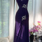 Robe de soirée longue en mousseline de soie violette avec strass, robe de soirée, robe de bal, gh4677