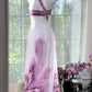 Girlhomeshops - Lila Perlenbesetztes Blumenmuster Elegantes Langes Chiffon-Ballkleid Abendkleid Partykleid Date-Kleid gh5081