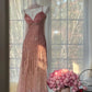 Pink Romantic Fairy Exquisite Bead Decoration Medium/Short Chiffon Date Dress Party Dress gh6912
