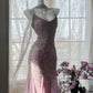 Rosa Lila Elegant Romantisch Exquisite Perlen Langes Chiffon Ballkleid Abendkleid Geburtstags-/Hochzeitsgast-/Urlaubspartykleid Ballkleid gh4021