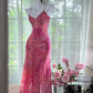 Pink Fashion Elegant Long Chiffon Travel Holiday Party Dress gh4888