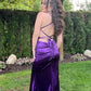 Lila/Blau Mode Elegante Liebsten Neck Strap Lange Dünne Satin Formale Ballkleid Abendkleid Party Kleid Graduation Kleid gh3468