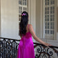 Rosa Lila Sexy A-Linie Spaghettiträger Maxi Party Ballkleid Abendkleid gh3021