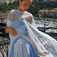 girlhomeshops-(Includes Scarf)Soft Blue Elegant Classic Dress Gradient Dress gh6327