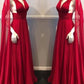 Girlhomeshops - Robe de soirée longue en tulle rouge à col en V, longueur au sol, gh5425