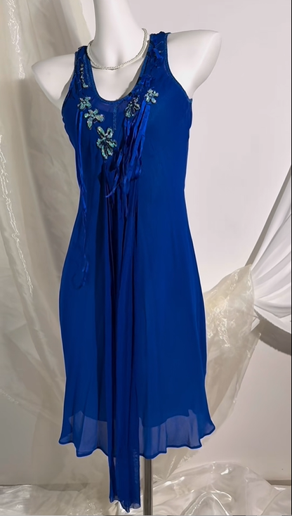 Sexy Vintage Blue Spaghetti Strap Prom & Evening Party Dress, Fitted Waist Slim Silhouette gh8567
