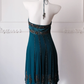 Women Teal Green Halter Short Prom Dress Vintage Bronze Beading Irregular Handkerchief Hem Cocktail Gown gh9562