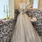 Ivory Strapless Beaded Waist-Cinched Full Flared Long Vintage Romantic Dress, Wedding Gown gh7562