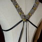 V Neck Navy Blue Long Formal Gown Spaghetti Straps Rhinestone Trim Pleated Bodice for Prom gh9541