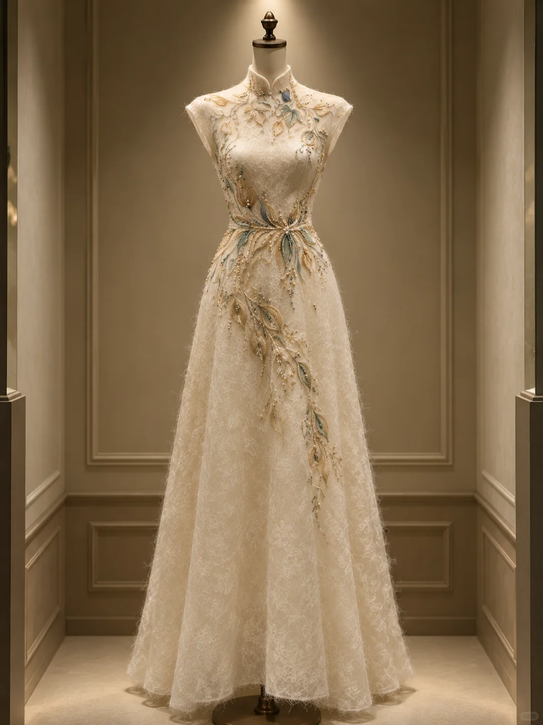 ✨Girlhomeshops-New Chinese Beaded Lace Qipao Formal Evening Dress gh10305