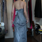 Dusty Blue Spaghetti Straps Cowl Neck Evening Gown Full Beaded Sequin Mermaid Long Prom Dress gh9717