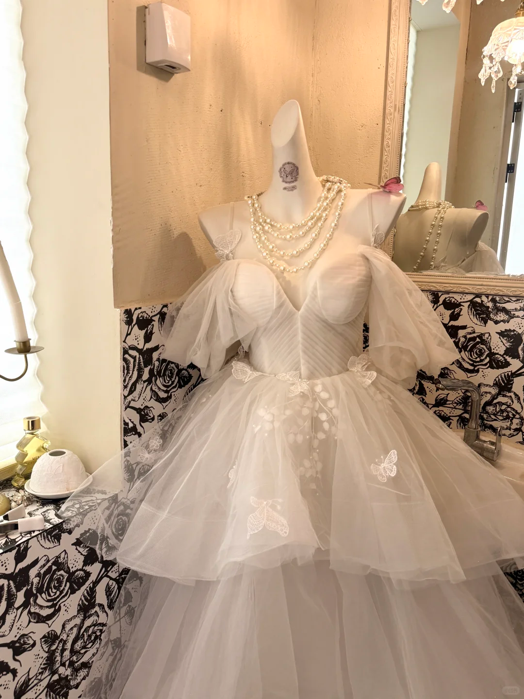 Ivory Spaghetti Strap Off-Shoulder Waist-Cinched Tiered Puffy Cake Skirt Romantic Dress, Wedding Gown gh7518