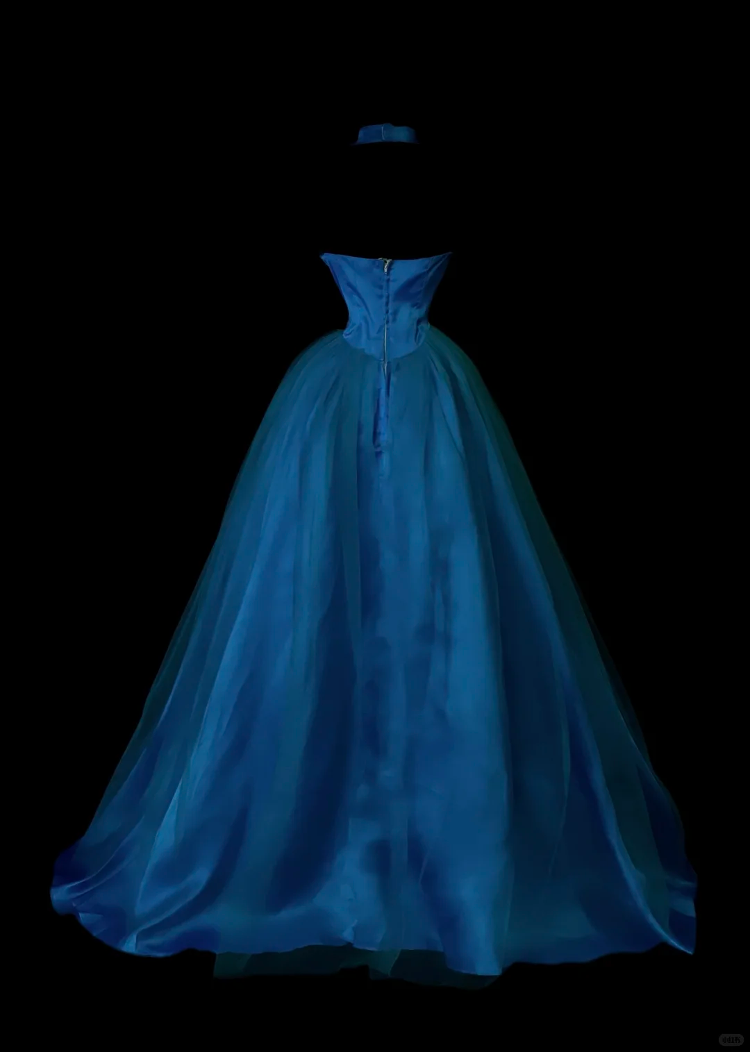 Royal‑Blue‑Halter‑Ball‑Gown High‑Neck‑Cut‑Out‑Straps Sweetheart‑Corset‑Bodice Satin‑Braided‑Pearl‑Detail Ombre‑Tulle‑A‑Line‑Floor‑Length‑Skirt Gala‑Prom‑Evening‑Dress gh8866