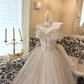 Ivory Strapless Beaded Waist-Cinched Voluminous Skirt Long Romantic Dress, Wedding Gown gh7726