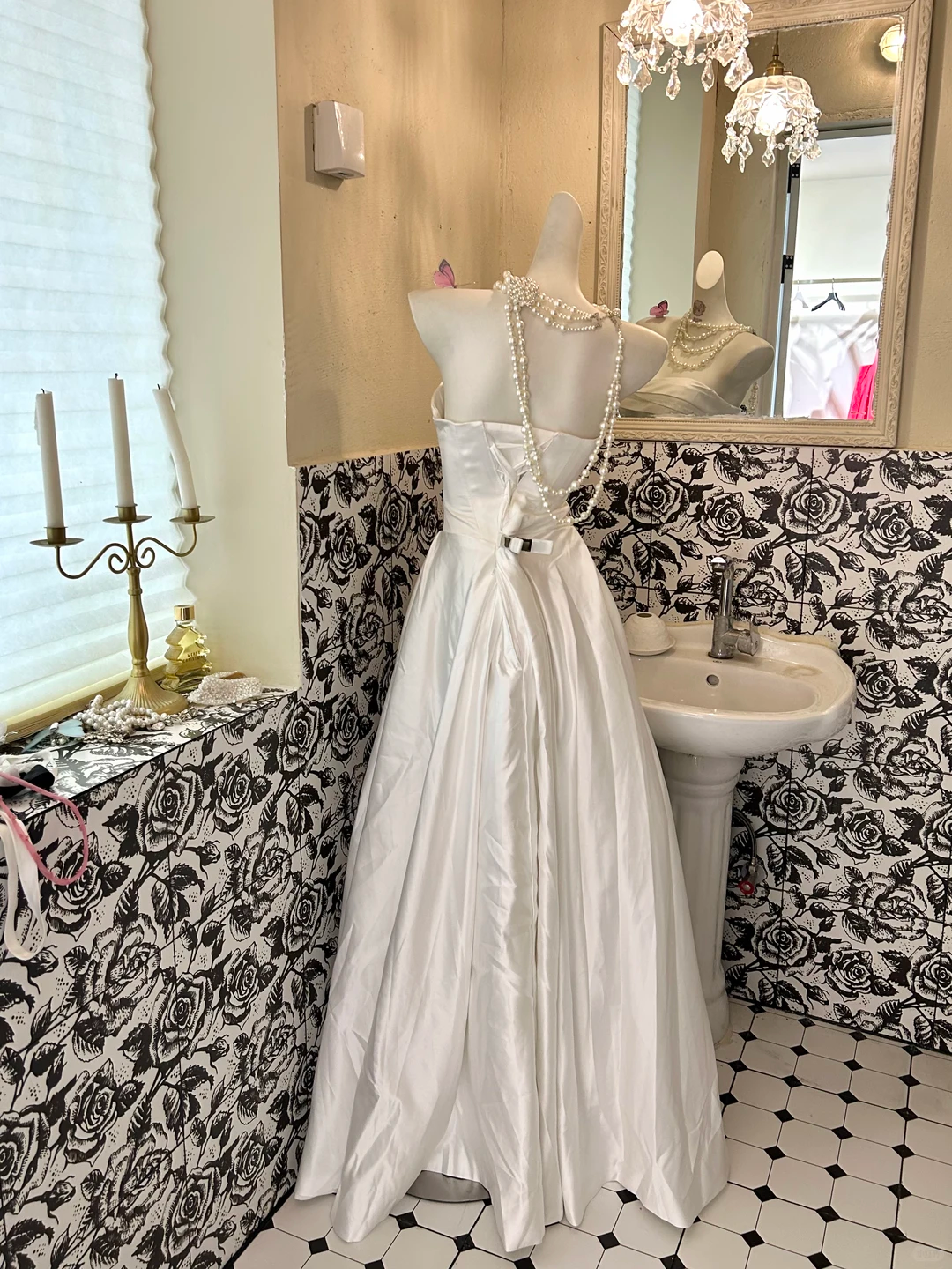 White Strapless Waist-Cinched Satin Minimalist Luxury Long Romantic Dress, Wedding Gown gh7603