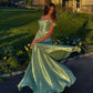Grünes, elegantes, langes Satin-Abschlussballkleid, Abendkleid, Partykleid gh4906