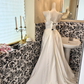 White Spaghetti Strap Waist-Cinched Fitted Full Flared Long Romantic Dress, Wedding Gown gh7546