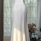 White V-Neck Spaghetti Strap Fully Beaded Fitted Mermaid Evening Dress, Prom Gown gh9522