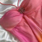 Robe de soirée élégante en mousseline de soie rose magnifique, sans bretelles, dégradée, longue, gh3179