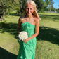 ✨Girlhomeshops-Simple A-line halter-neck evening dress, long, green, party dress gh10165