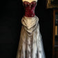 Burgundy Retro Fashion Long Tulle Satin Lace Ball Gown Evening Dress PROM DRESS gh3442