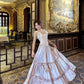 Rosa Vintage langes Satin formelles Ballkleid Abendkleid Partykleid gh4901