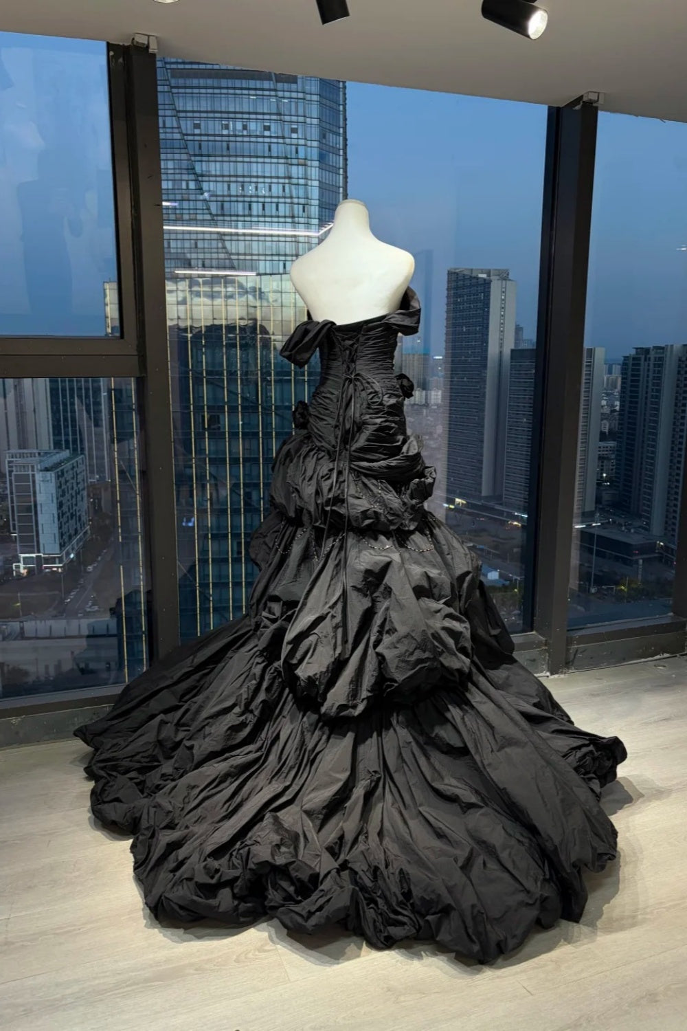 Black Stylish Pleated Long Evening Gown/Prom Dress gh7085