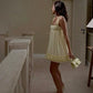 Girlhomeshops - Robe de soirée courte en mousseline de soie jaune, tenue d'anniversaire, gh5288
