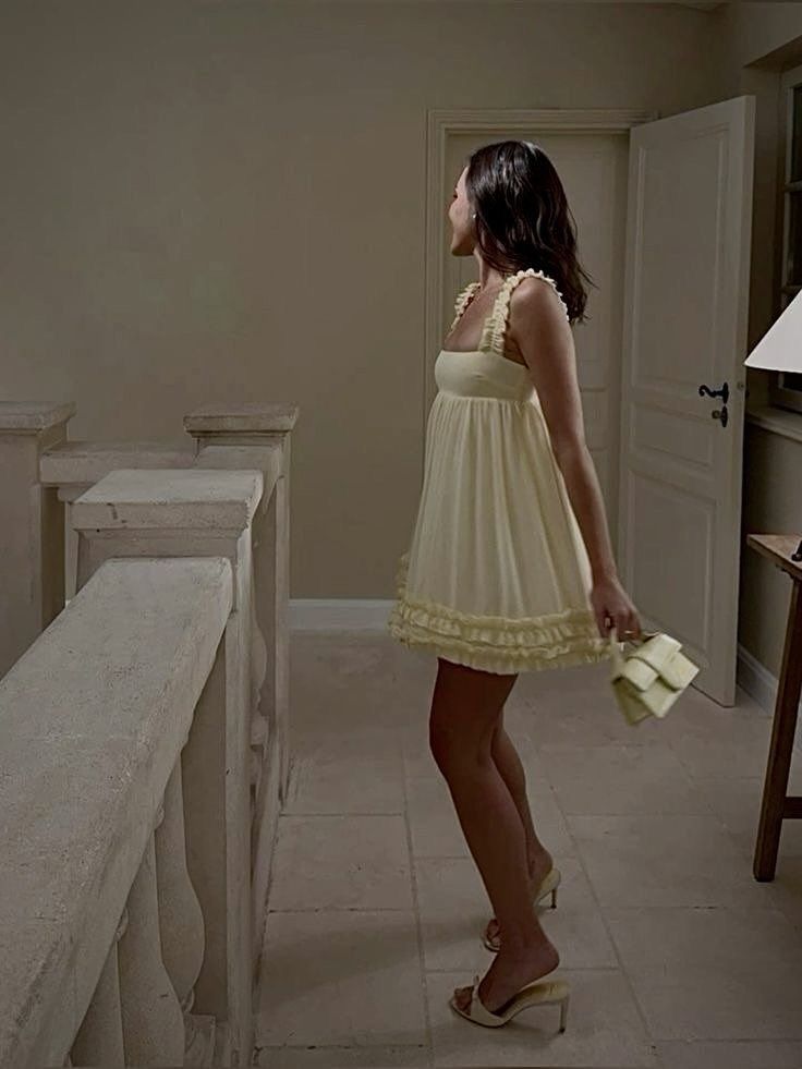 Girlhomeshops - Robe de soirée courte en mousseline de soie jaune, tenue d'anniversaire, gh5288