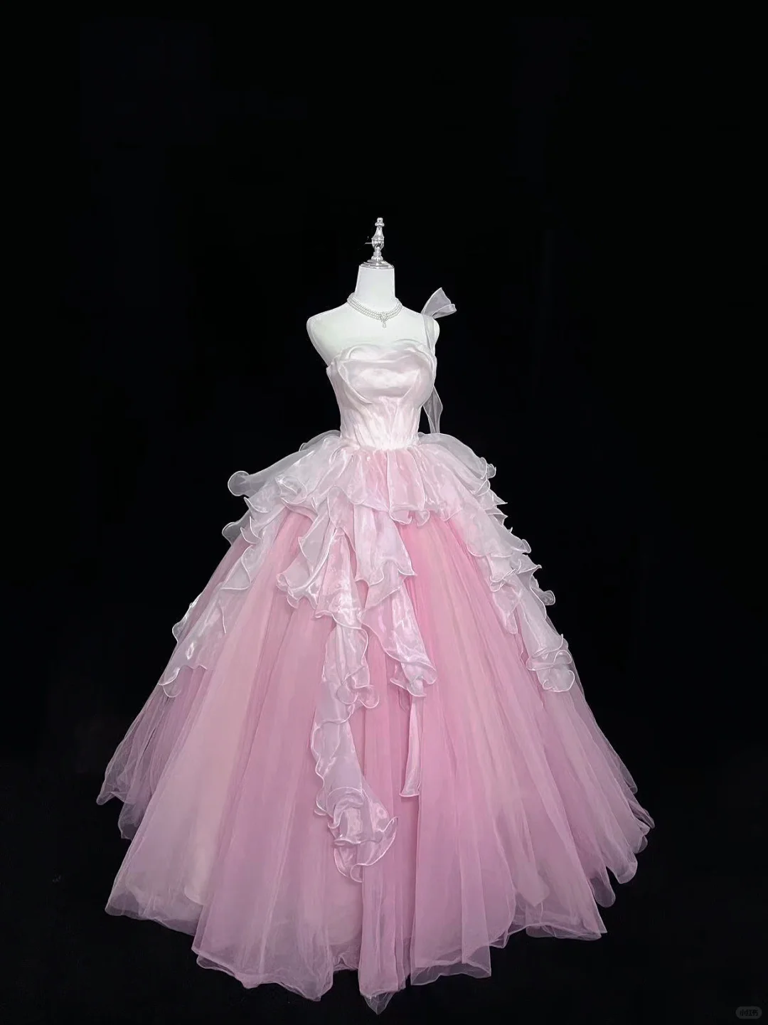 Blush Pink Strapless Cinched Waist Voluminous Princess Skirt Long Romantic Dress, Wedding Gown gh7981